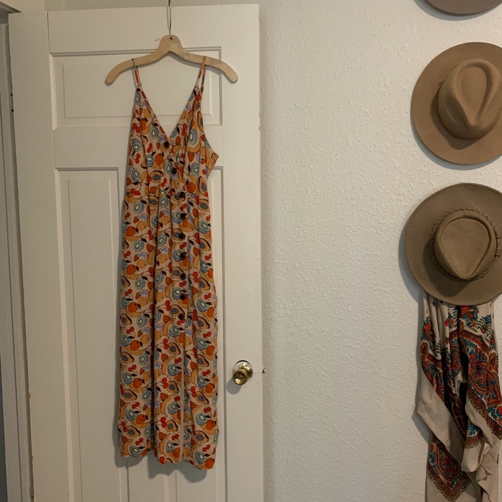 UO Amber Button-down Linen Midi Dress